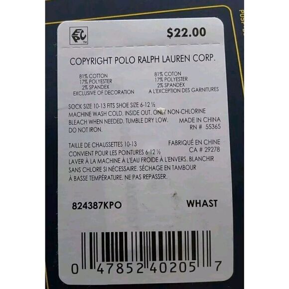 Polo Ralph Lauren Mens Classic Sport Racing Print Socks White Red Asst Sz 10-13 - Picture 9 of 10